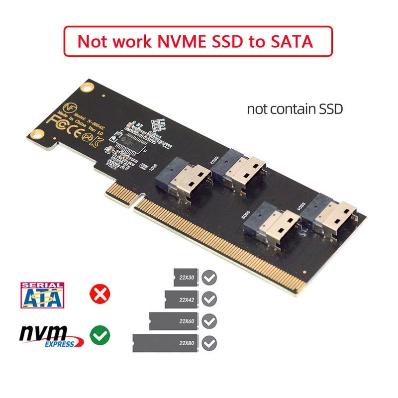 Cablecc Slimline Four SFF-8654 4X 4 NVME to PCIE Express 3.0 4.0 Raid Card VROC Raid0 Hyper Adapter - Image 2